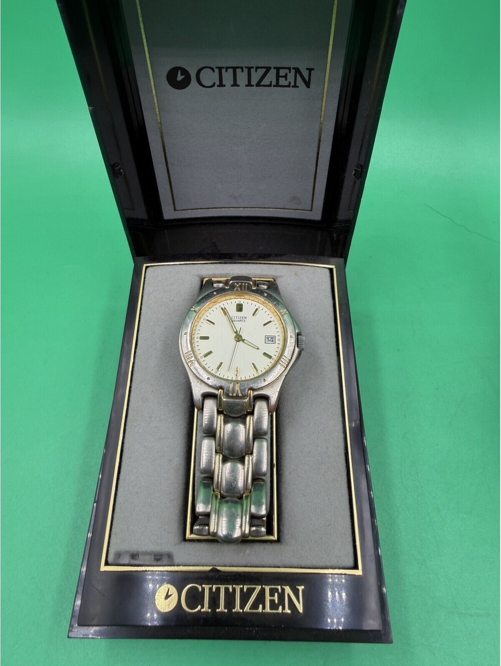 Vintage Citizen Quartz Watch 5510-K09915 Gold/Silver Tone/New Battery/Case